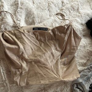 Zara Satin Beige Camisole Top